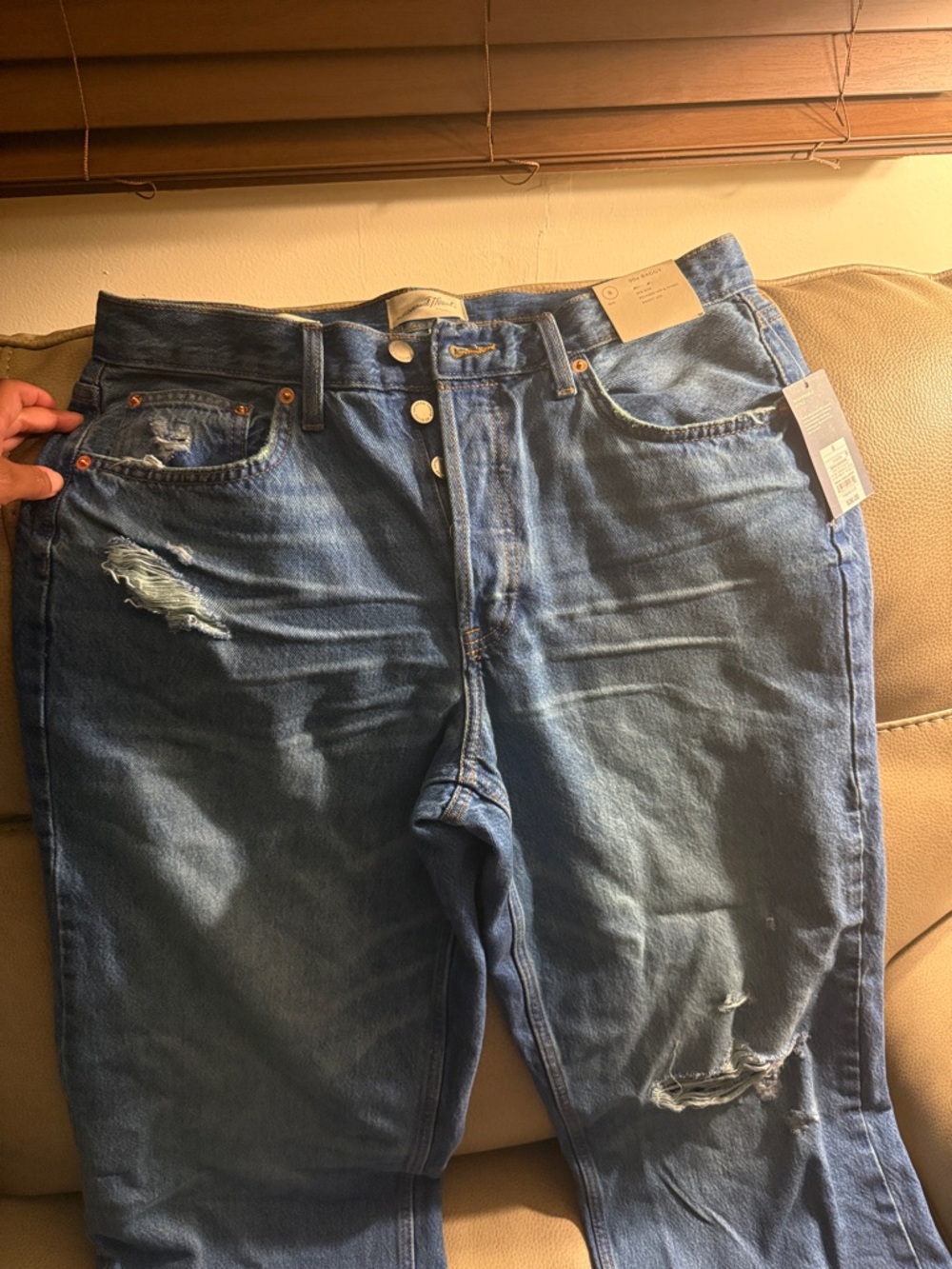 Distressed Blue Denim Jeans